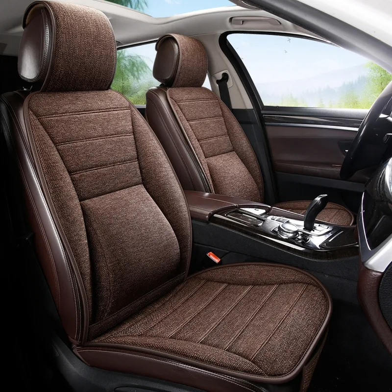 Breathable Linen Car Seat Covers - Brown Standard