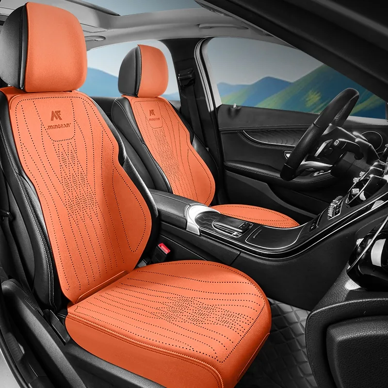 PU Leather-Look Saddle Cushions - Orange Standard
