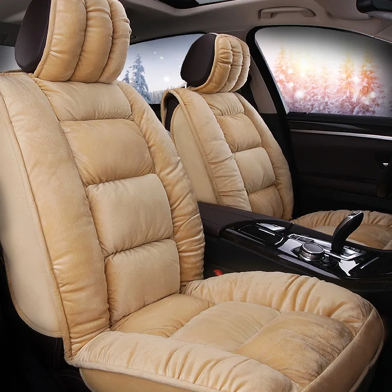 Soft Plush Car Seat Covers - Beige Standard