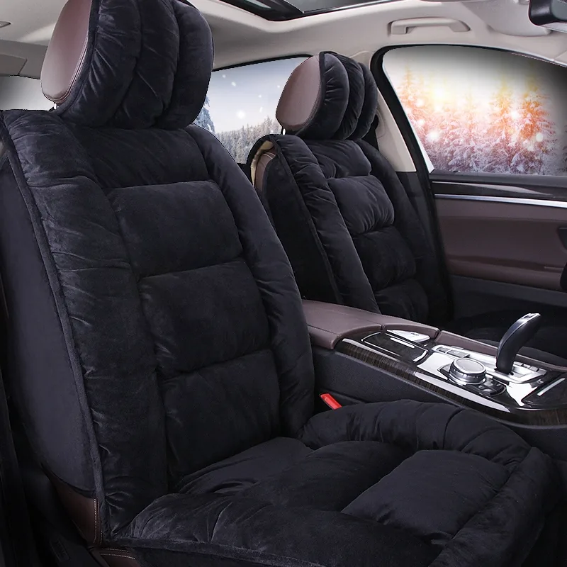 Soft Plush Car Seat Covers - Black Standard