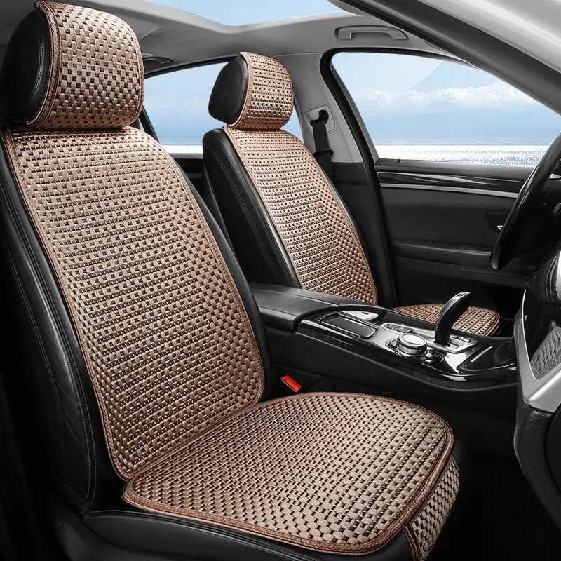 Classic Grid Quilted Ice Silk Car Seat Covers - Coffee Standard