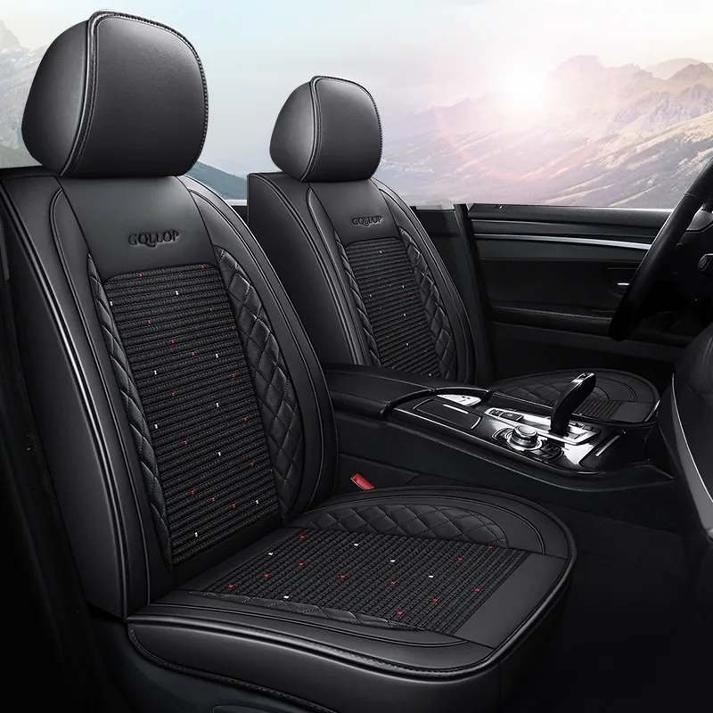Diamond & Grid Ice Silk Car Seat Covers - Black Standard