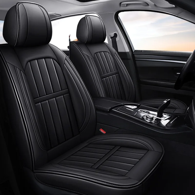 Commercial Grade Leatherette Car Seat Covers - Black & Aqua Blue - Stealth Black Standard