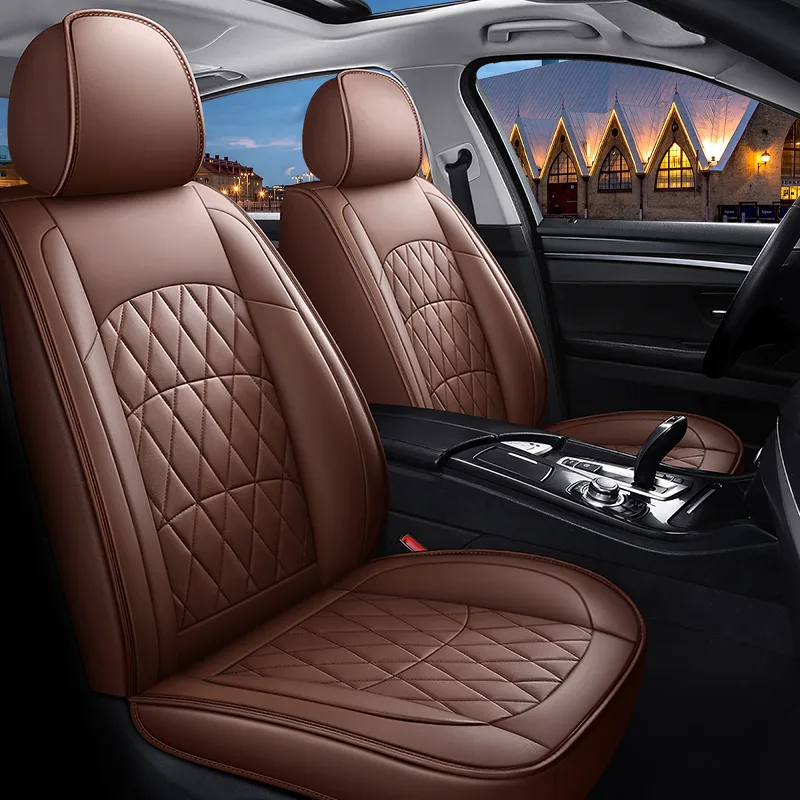 Luxury Leather Car Seat Covers for Commercial Vehicles - Coffee Brown Dark Standard