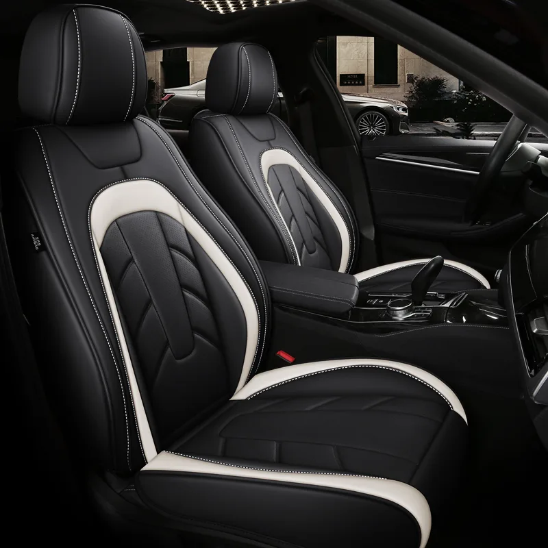 Commercial Grade Leather Car Seat Covers - Premium Red & White - Dark Coffee Standard