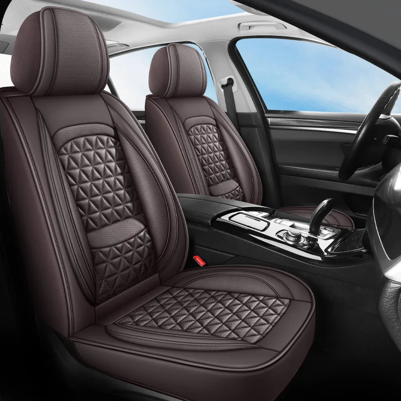 Luxury Leather Car Seat Covers - Commercial Grade Interior Protection - Coffee Standard