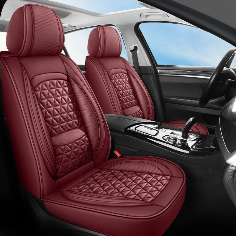 Luxury Leather Car Seat Covers - Commercial Grade Interior Protection - Red Standard