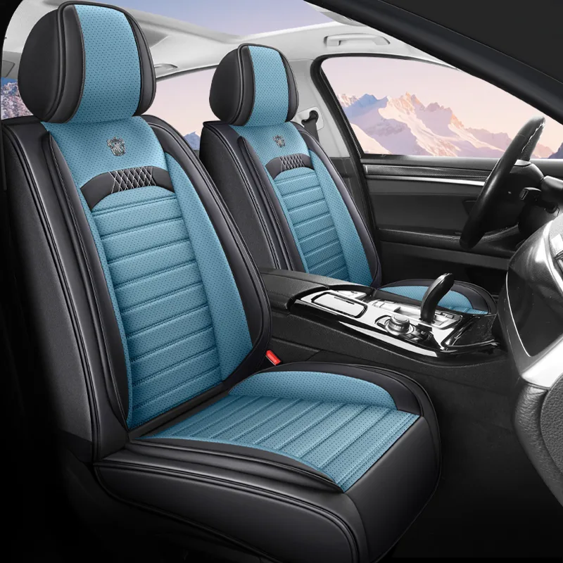 Commercial Black Leather Car Seat Covers - Premium Quality, Durable - Blue Standard