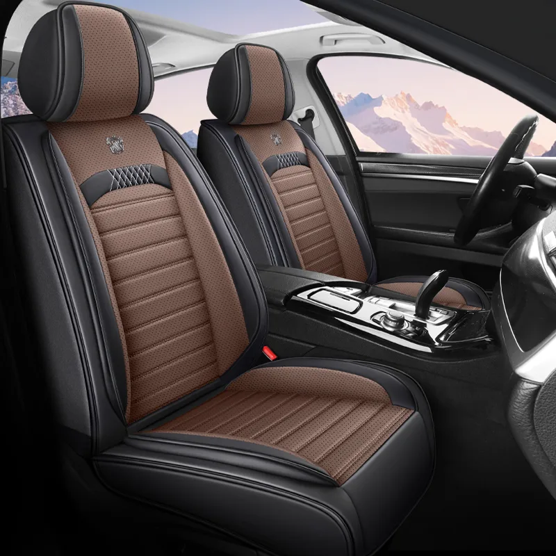 Commercial Black Leather Car Seat Covers - Premium Quality, Durable - Coffee Standard