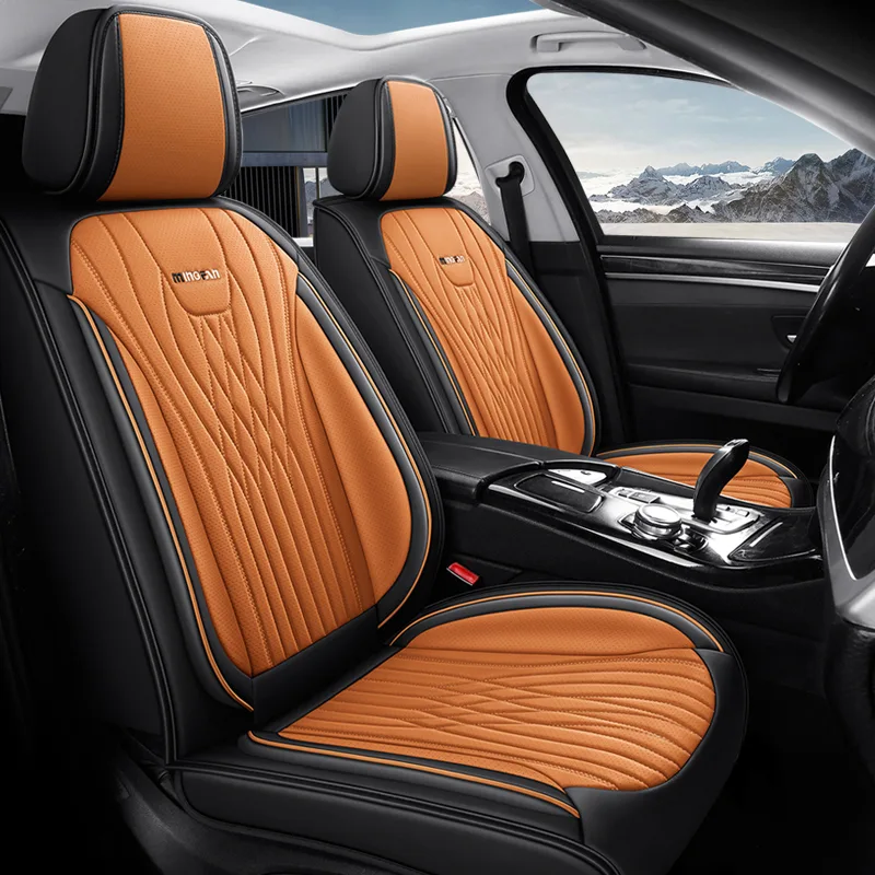 Commercial Grade Leather Car Seat Covers for Luxury Vehicles - Orange Standard