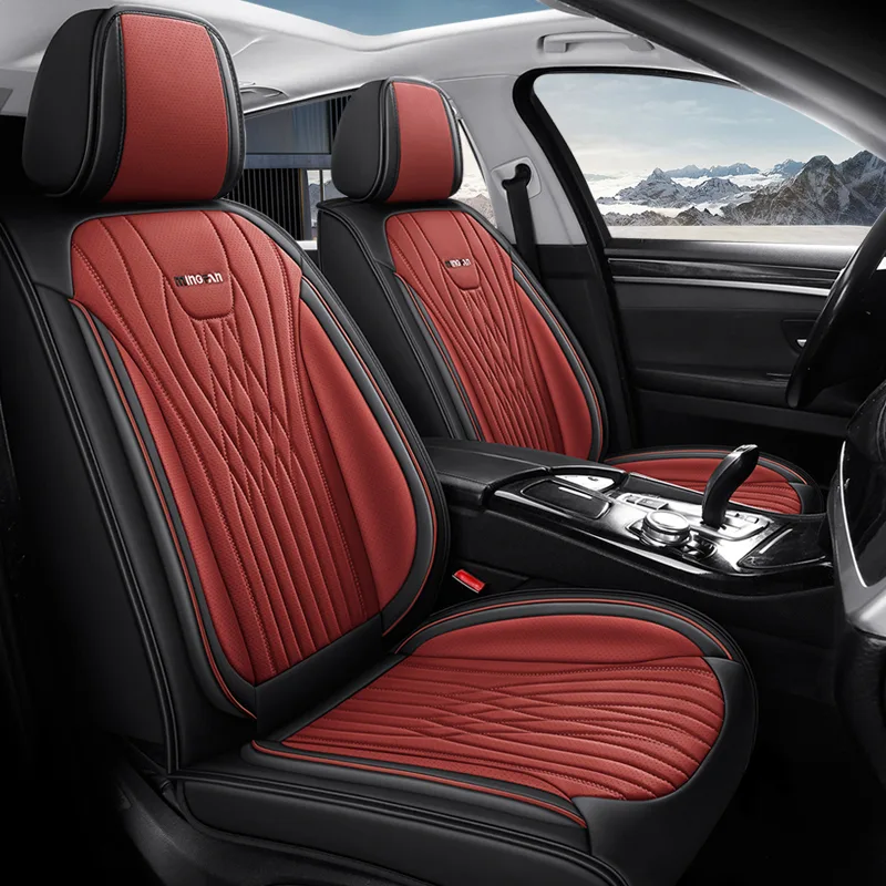Commercial Grade Leather Car Seat Covers for Luxury Vehicles - Red Standard