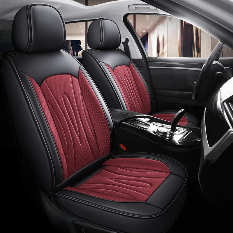 Luxury Leather Car Seat Covers - Commercial Grade Interior Solutions - Red Standard