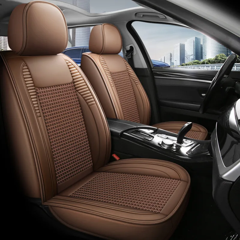 Commercial Grade Leatherette Car Seat Covers - Premium Quality - Ice Silk Coffee Standard
