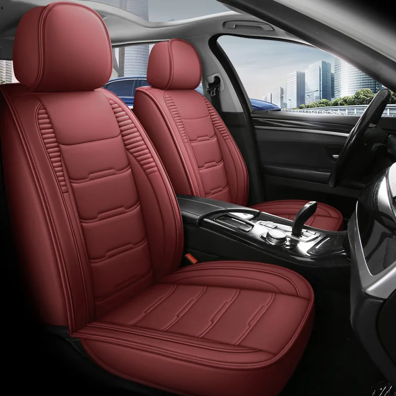 Commercial Grade Leatherette Car Seat Covers - Premium Quality - Leather Red Standard