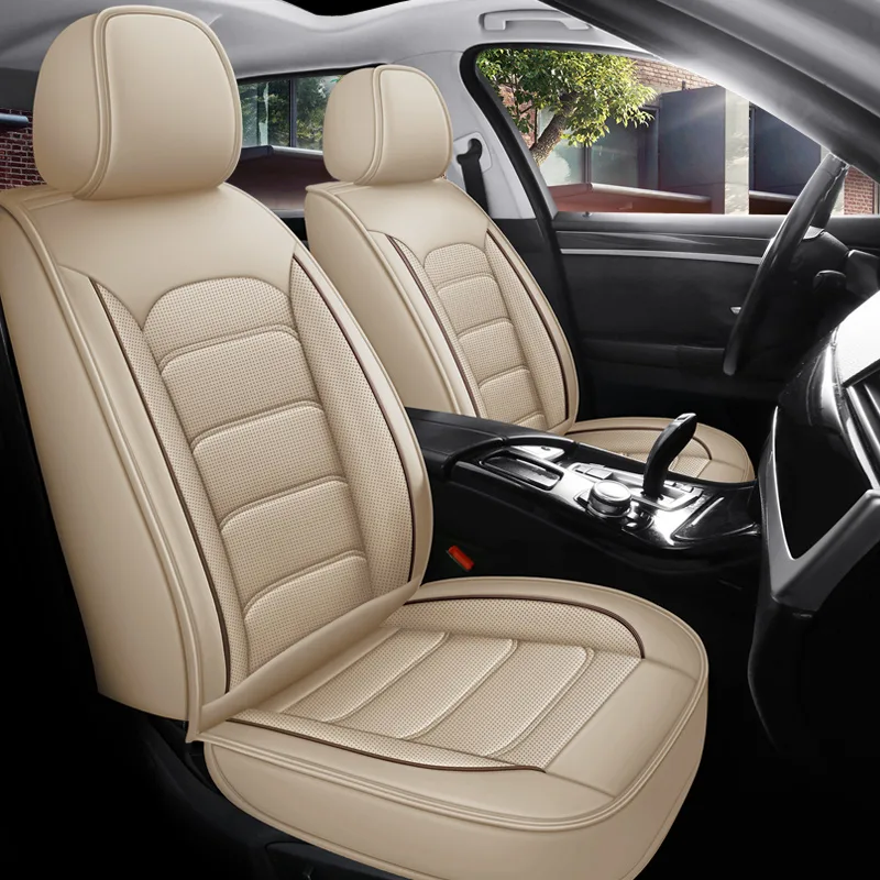 Commercial Leather Car Seat Covers - Premium Quality, Customizable - Split Beige Standard